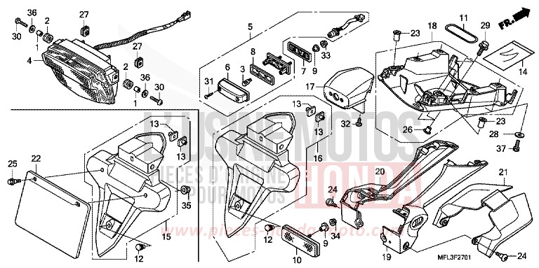 FEU ARRIERE (CBR1000RRA,B/RAA,B) von CBR1000RR "Fireblade" PEARL SUNBEAM WHITE (NHA66HA) von 2010